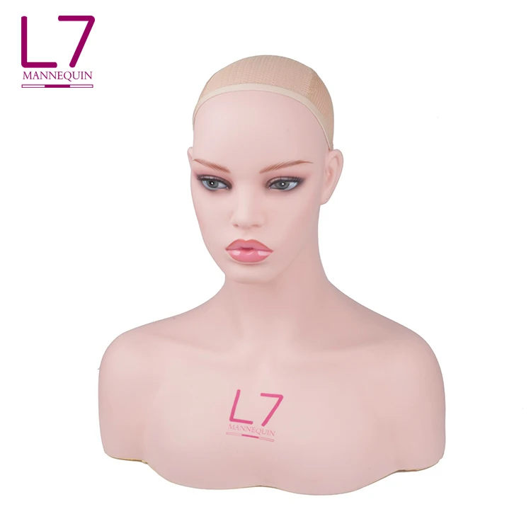 
African A0merican Mannequin Head With Shoulders Makeup Mannequin Head For Wigs 