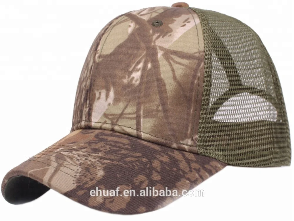 Wholesale snap back forest camo mesh baseball cap blank real tree camouflage trucker hat cap