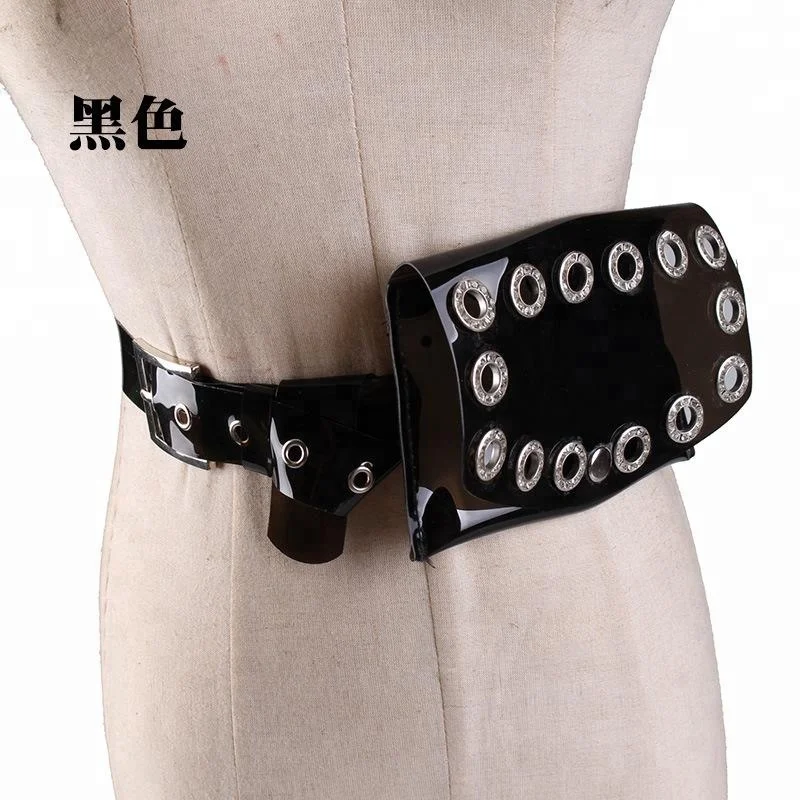 
2018 PVC ladies fancy packs waist belt with cell phone bag 