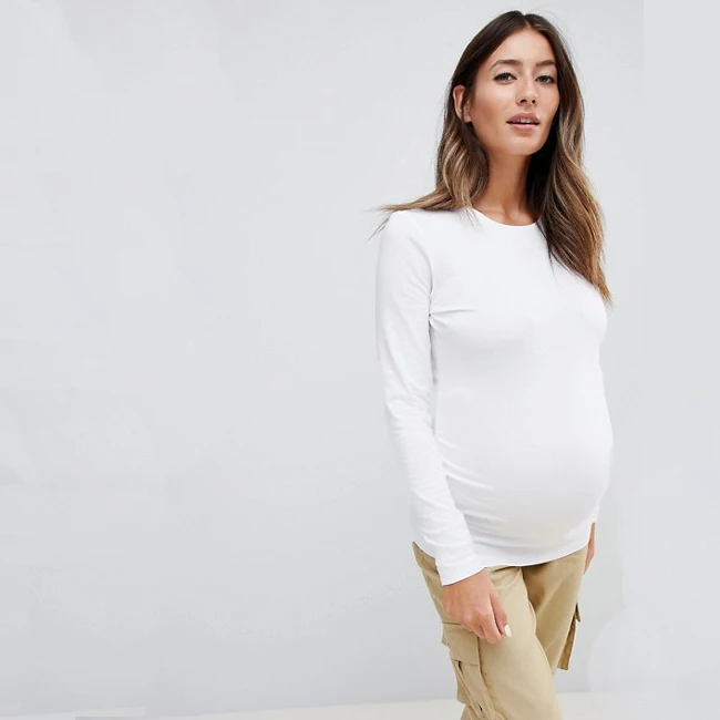 Новый вид по индивидуальному заказу, большой одежда оптовая торговля дешевые пустые круглый вырез горловины беременности и родам футболка с длинными рукавами