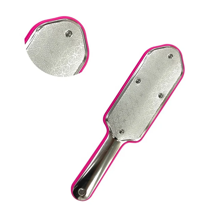
Hot Selling Metal Surface Pedicure Callus Remover Tools Foot File With Metal Handle Silicone Side 