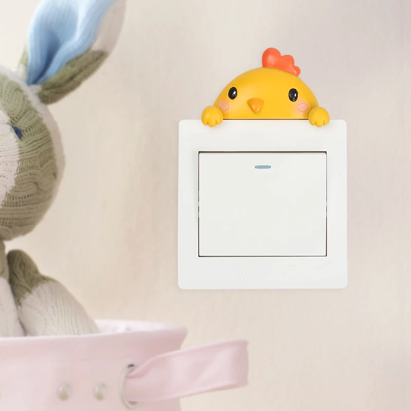 ROOGO Kwaii Resin 3D Animal Light Switch Sticker Nursery Bedroom Dorm Wall Decor Giift Item