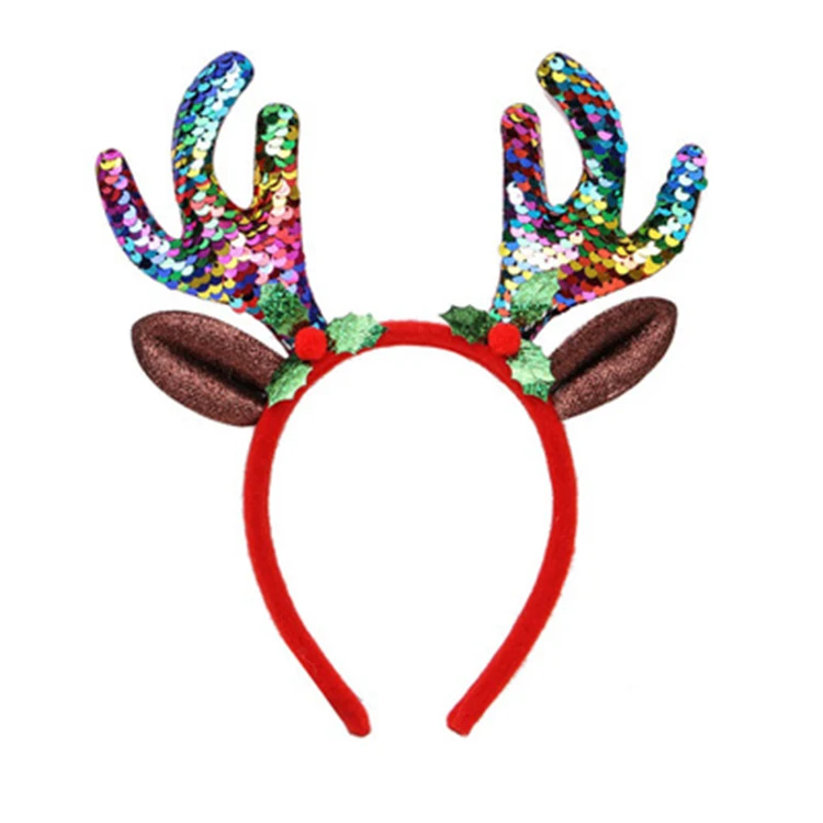 Christmas Deer Antler Horn Flashing Sequin Christmas Reindeer Antler Headbands