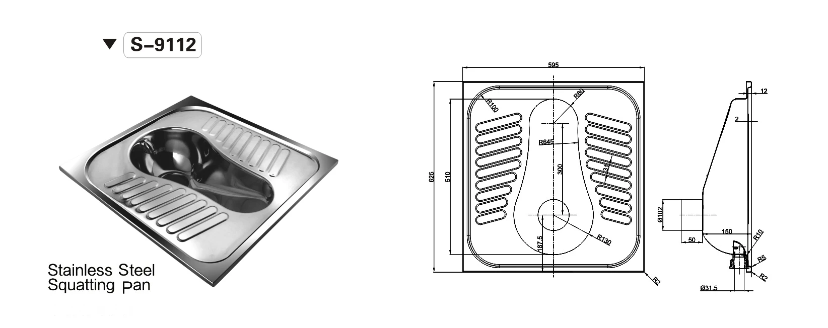 
Wholesale High Quality Factory Direct Sale Stainless Steel Squatting Pan 