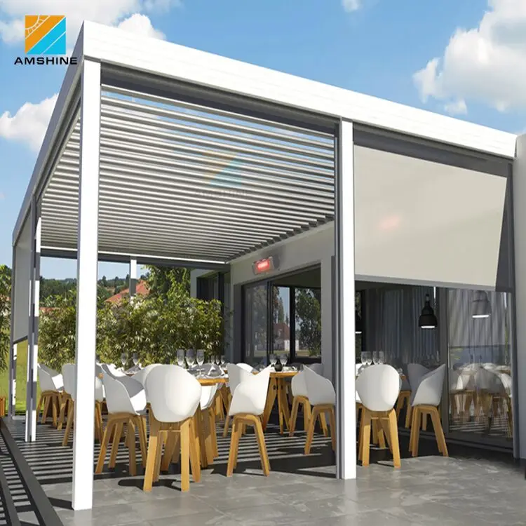 Водонепроницаемый алюминиевый автоматический Садовый Солнечный навес, беседка, крыша для жалюзи