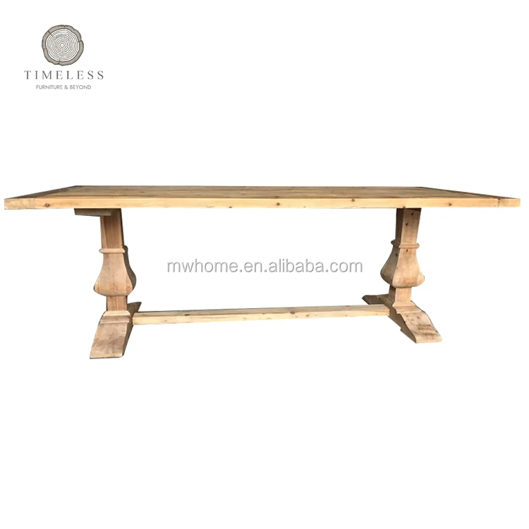 MRS WOODS French Antique rustic Style Reclaimed Wood Dining Table