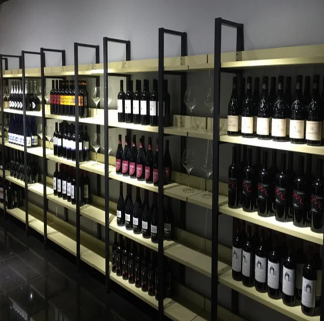 
Practical custom metal floor display rack with shelves for water wine bottles 