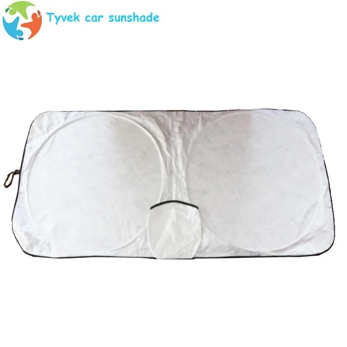Double round circles shape car window sunshade fast delivery plain white color car windshield sun shade