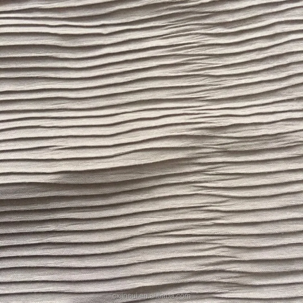 china cheap 100% polyester dyed plain crushed pleated fabric for hometextile
