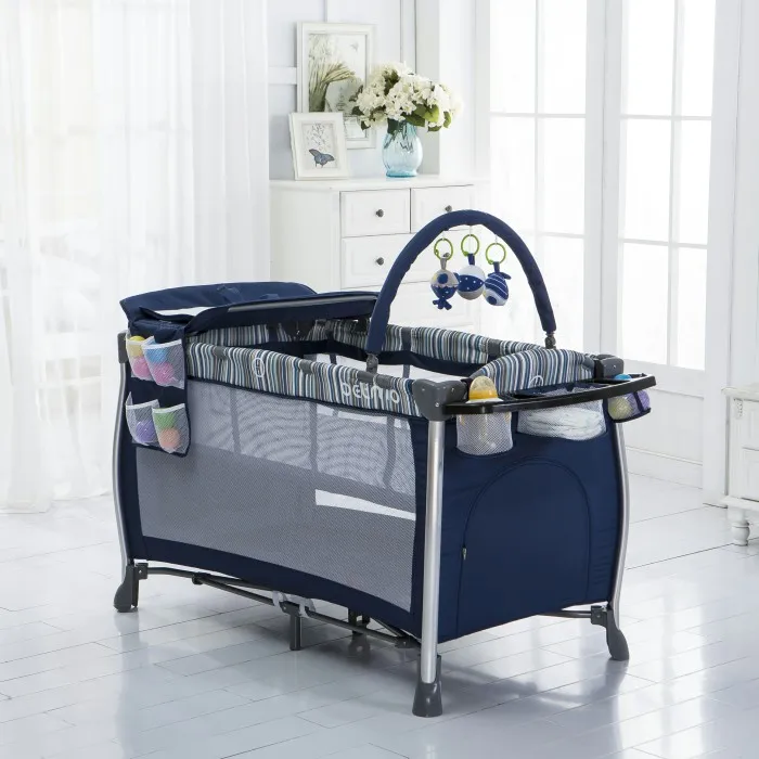 
Moveable and foldable infant playpen crib folding baby playpen with mosquito net 