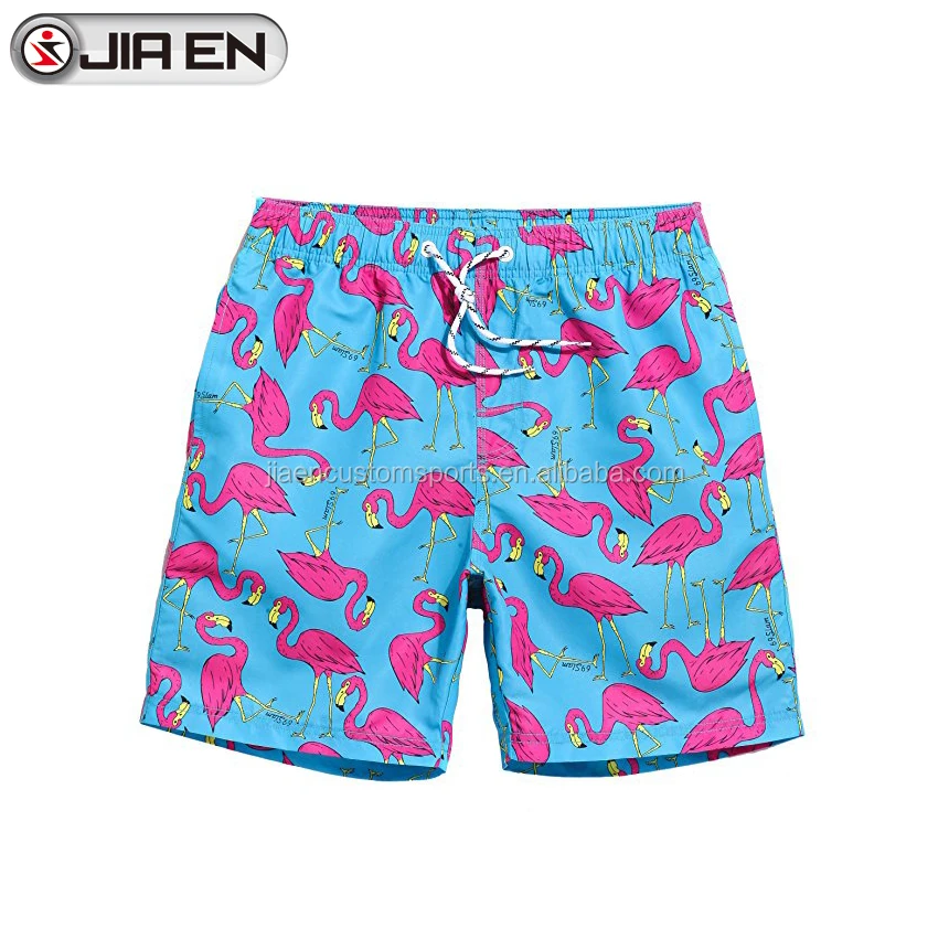 
Mens Quick Dry Flamingo Waterproof Pockets Swim Trunks With Mesh Lining Long Custom 4 Way Stretch Board Shorts 