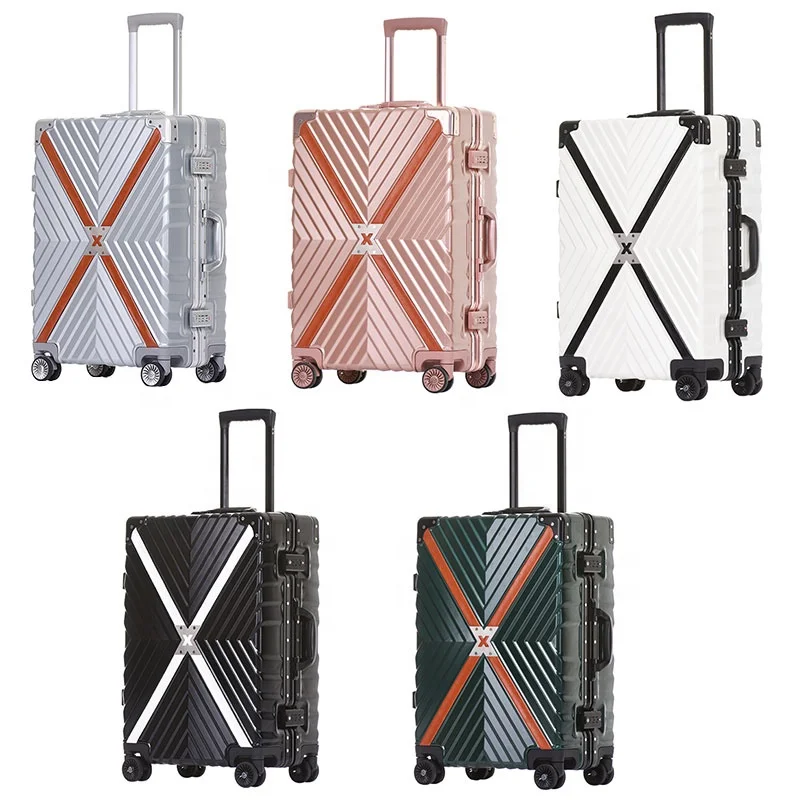 Fashionable colorful luggage bags with aluminum alloy frame china supplier