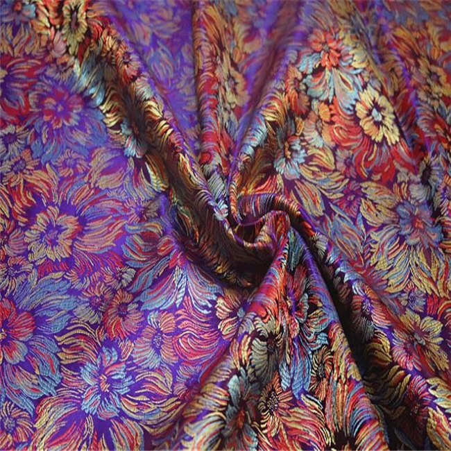 
Hangzhou Fabric 100 Polyester Jacquard Brocade Silk Fabric for Suit Chinese Clothing 