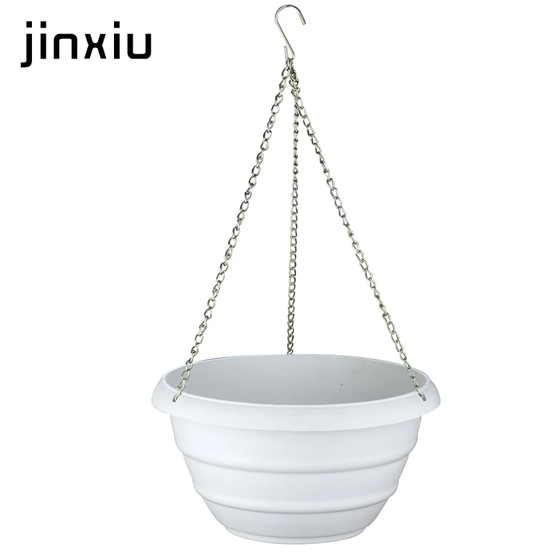 
plastic hanging garden pots with metal chain hanger 
