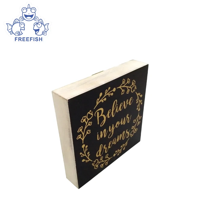 Tastefully designed and crafted box sign to match your country style home decor, wooden block with golden words