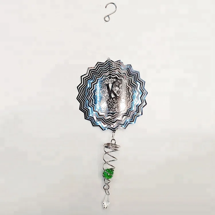 Hanging 3d wind spinner with spiral hanging metal handicraft ornaments