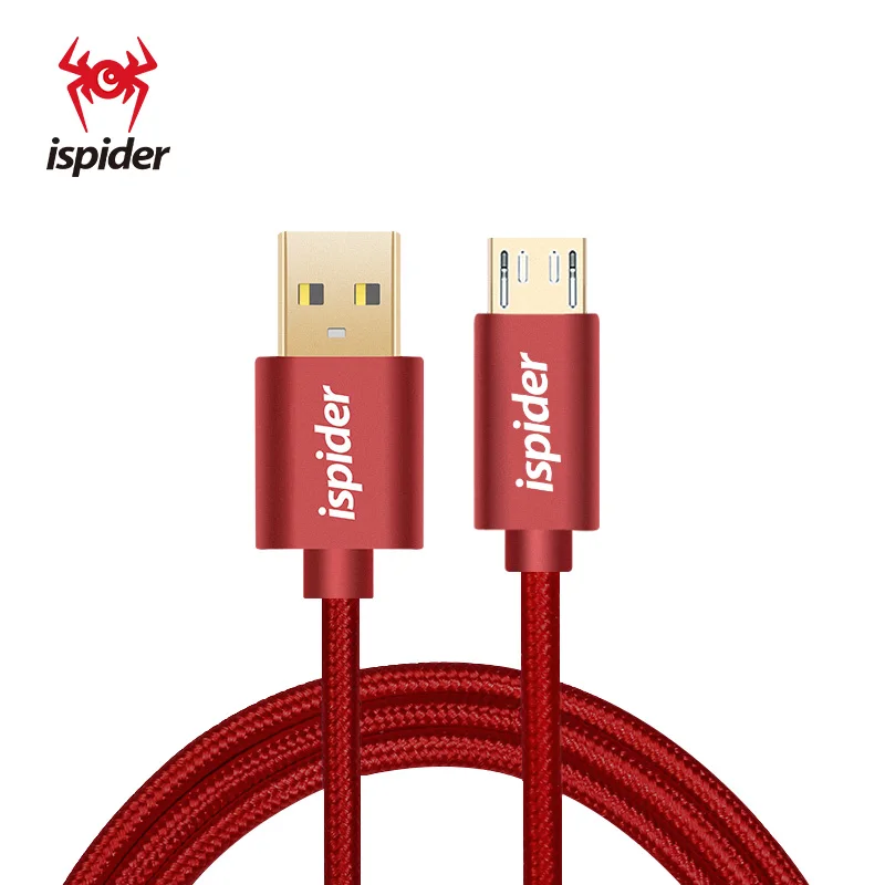 Ipider качество нейлоновый плетеный кабель usb быстрое зарядное устройство мобильного телефона кабель