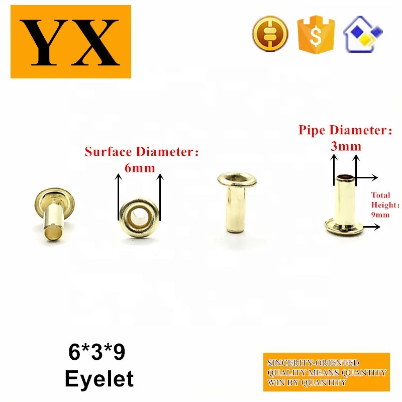 Gold plating metal hollow tubular rivets