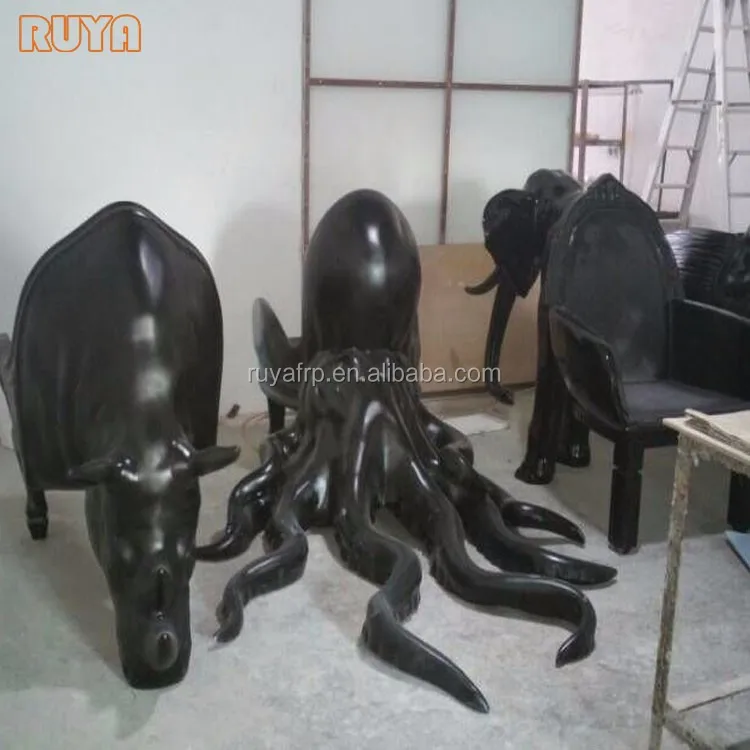 Fibreglass furniture designer animal octopus chair carbon finishing with leather gaming room decor