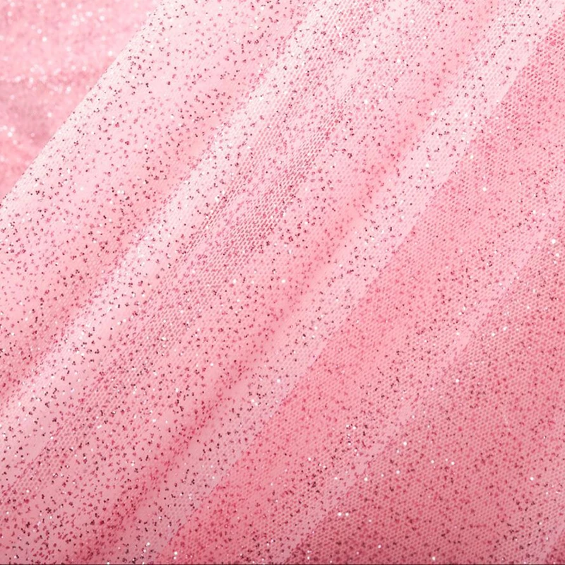 95% nylon 5% spandex pink mesh glitter fabric for garment clothing dress clothing textile custom elastic