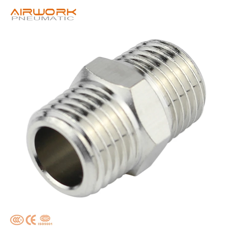pneumatic parts brass male npt thread straight air fittings nipple