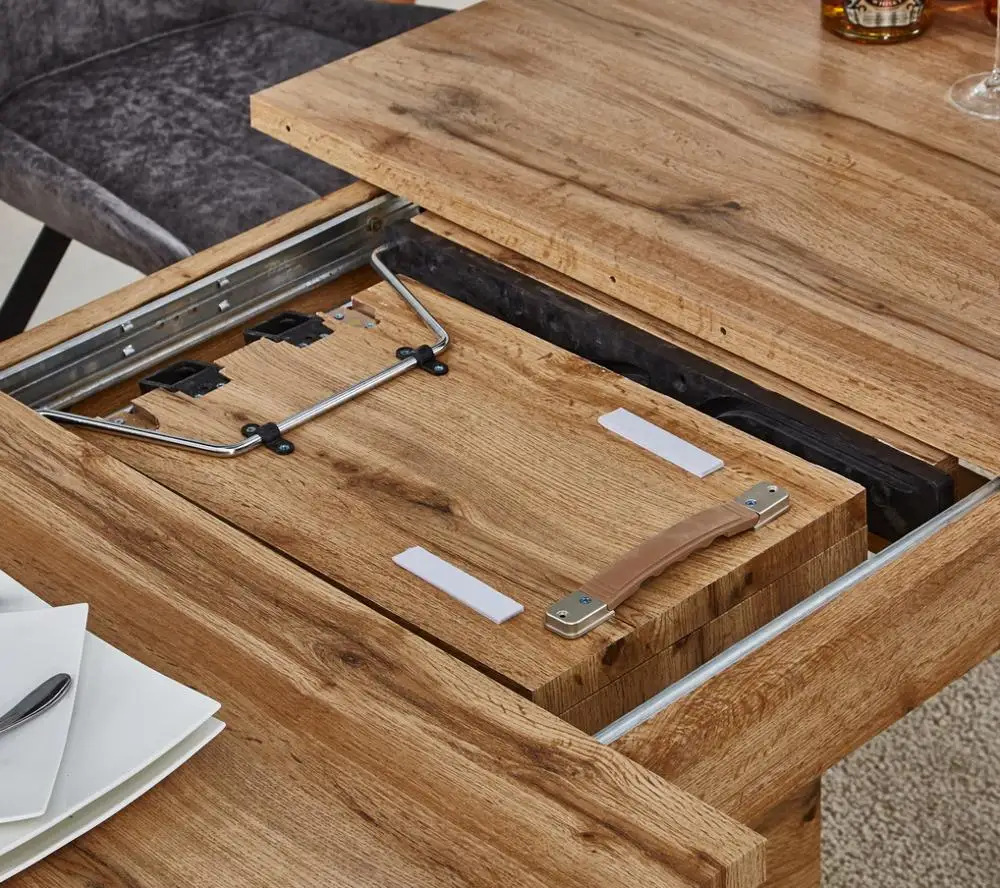 Modern Design Cheap MDF Wooden Extendable Kitchen Dinning Table Extension Function Dining Tables DTC-001