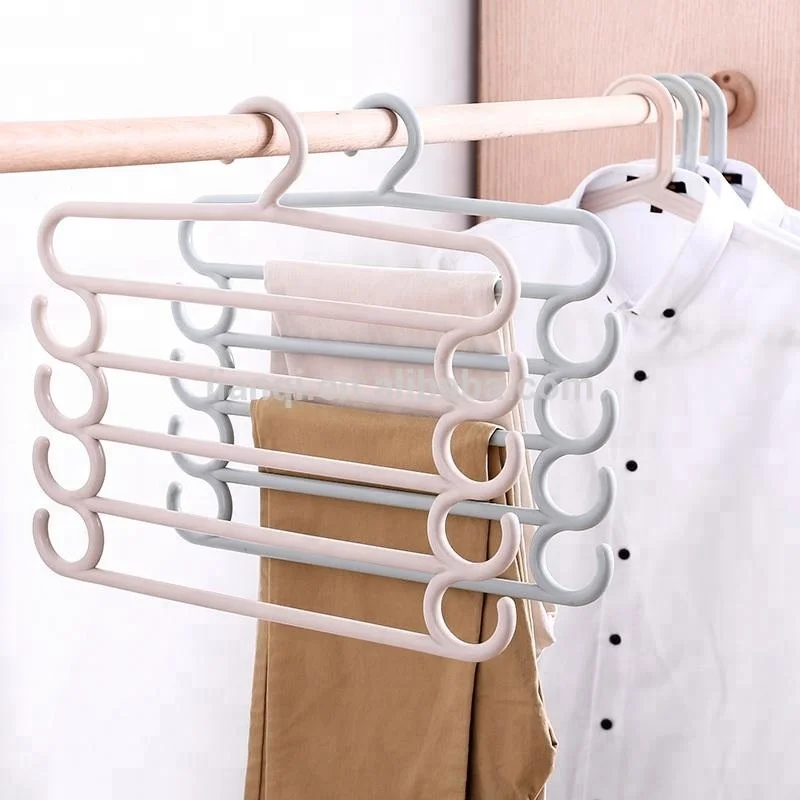 Multifunctional Multi-layer Non-slip Wet and Dry Dual-Purpose Pants Hanger Household Plastic Magic Clothes Hanger