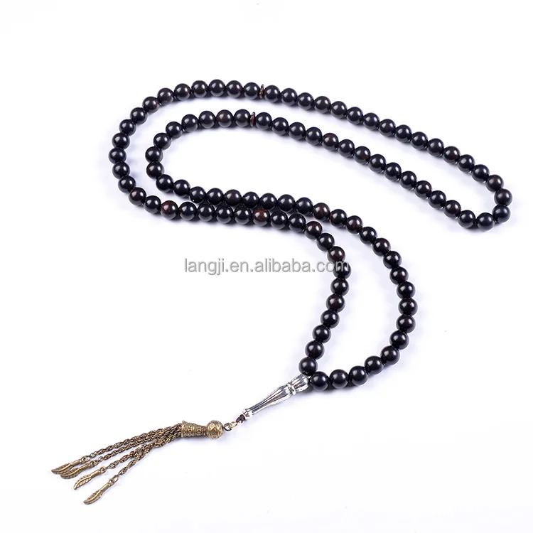 YS06 99 Beads meditation beads black agate bracelet personalized mala Dhikr necklace antique islamic prayer beads