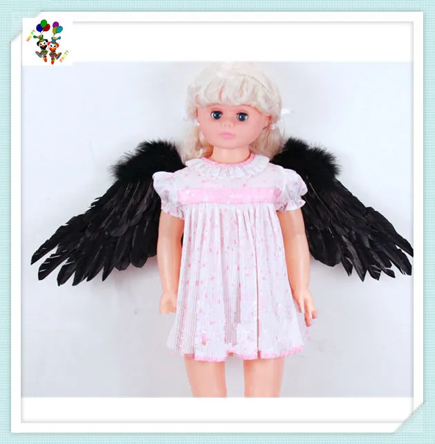 Hand Made Baby Doll Photo Prop Party Costume Small Black Feather Angel Wings HPC-2392