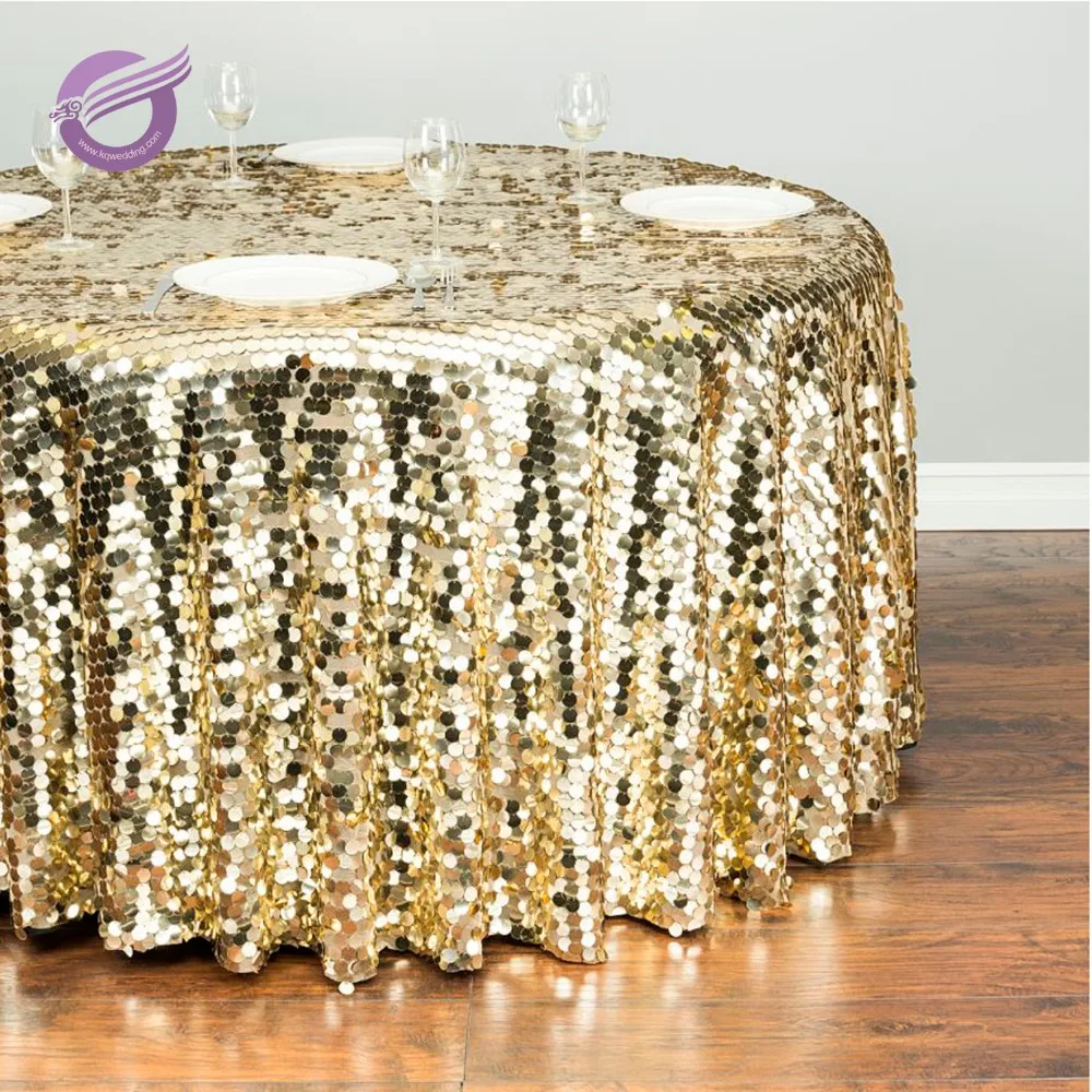 MX2330E Glitter sequined gold customized size table cloths for decoration wedding table