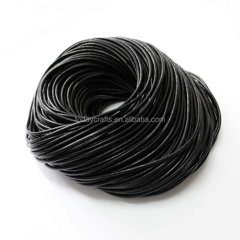 1,5 мм 2 мм Горячая Распродажа натуральный круглый черный металлический кожаный шнур для ювелирных изделий
