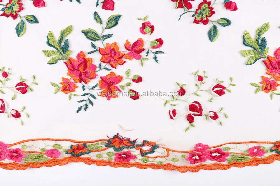 
Multi-color Lace Fabric Flower Mesh Embroidered Elegant Cheap Wedding Dress Tulle Lace Fabric 