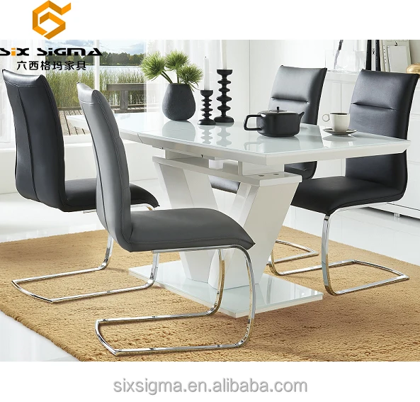 
Дешевый модный белый высокоглянцевый стеклянный деревянный обеденный стол из МДФ 