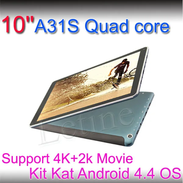 тонкий дизайном 10 дюймов a31s диапазона ядро с беспроводная/wifi андроид 4.4 поддержка 4k+2k фильмы дешевых планшетных пк
