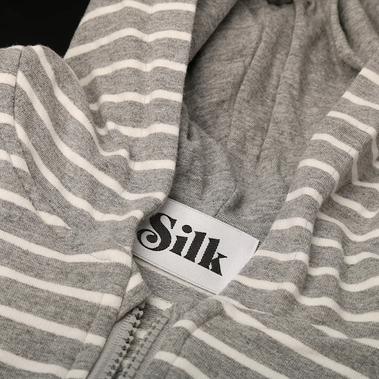 OEM Design Custom End Folding Textile Shiny Satin Woven Coats Tag Labels with Weaving Brand Logo