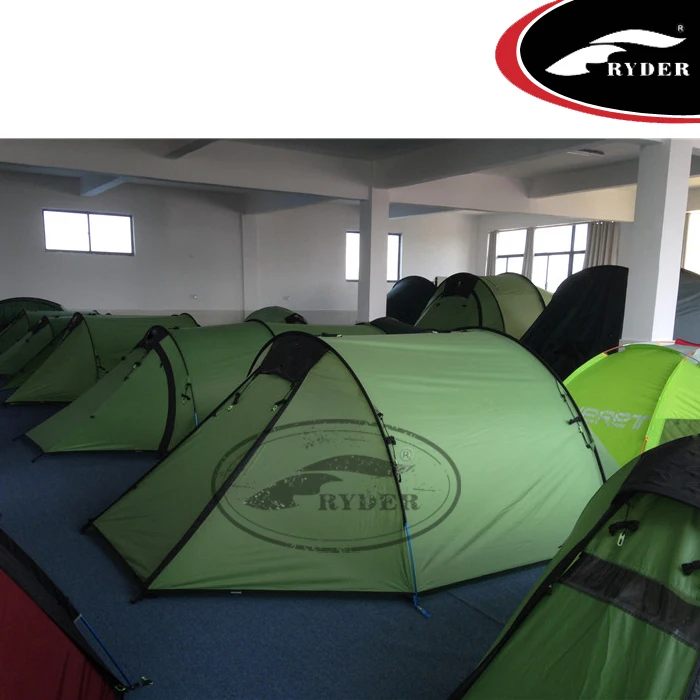 Classic Waterproof Fireproof 4 Season Double Wall 3-4 Person Motor Cycling Tunnel Tents Camping Family with Large Porch Area