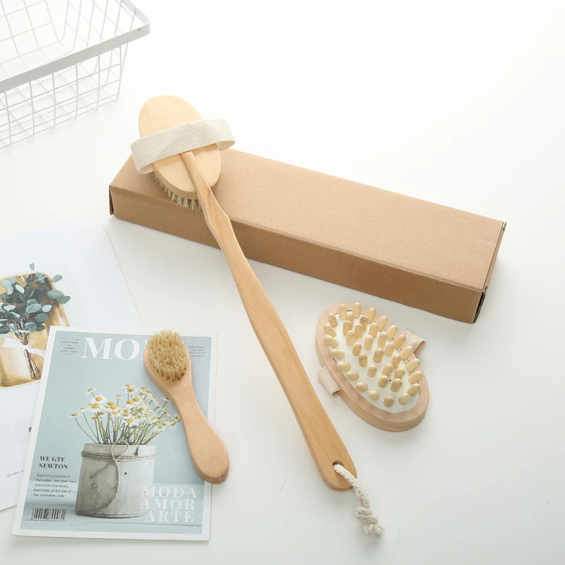 Natural wooden bath  brush gift set
