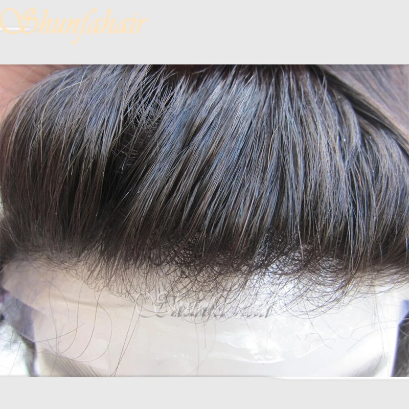 
natural looking ultra thin skin V-loop human hair prosthesis for men 