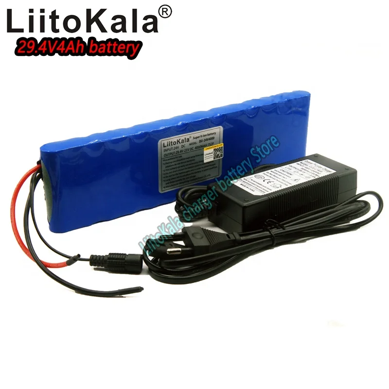 Liitokala 24V 4000mAh rechargeable 10A lithium battery discharge 7S2P 18650 29.4V 4ah lithium ion bms scooter battery pack