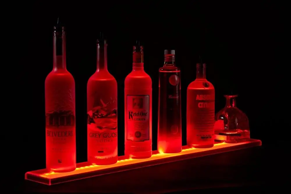 LED Lighted Bottle Display Shelf Liquor Wall Bar