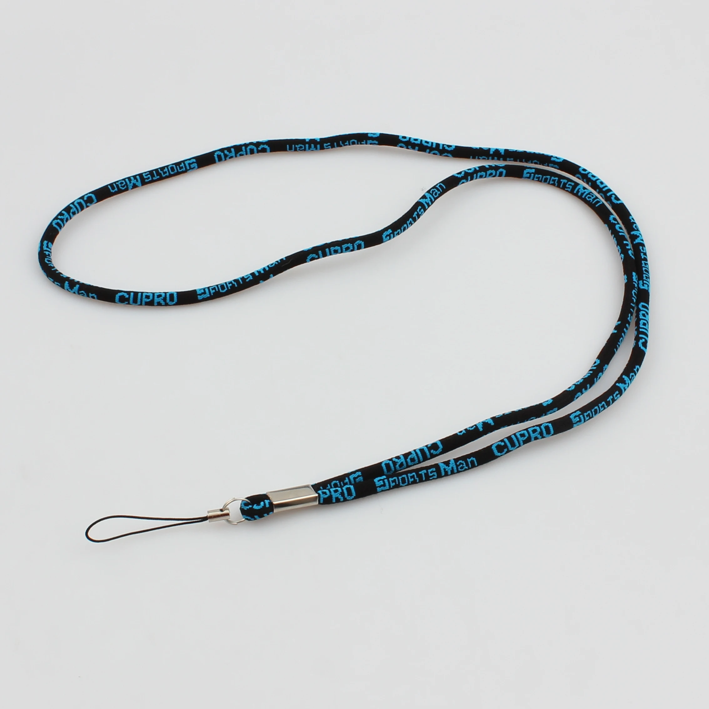 Cheap jacquard round cord rope lanyard custom woven neck strap