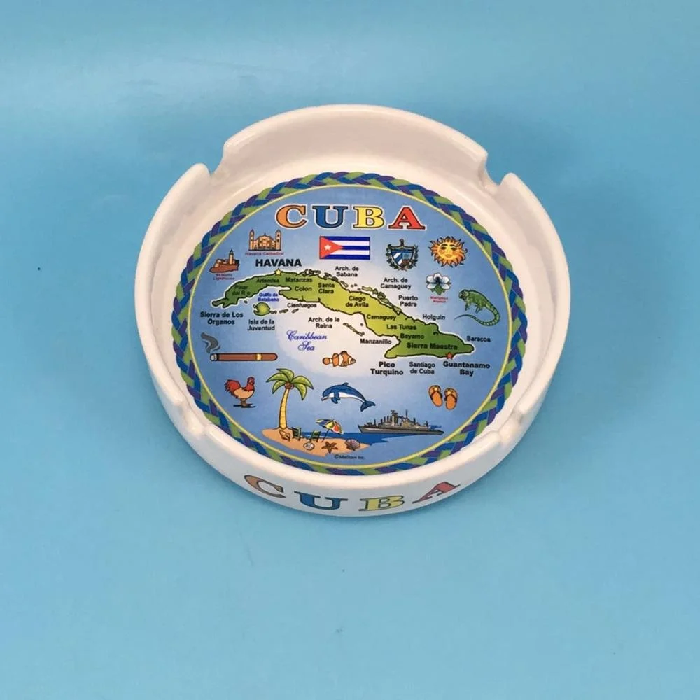 wholesale low cost fine quality ceramic ashtray with printing