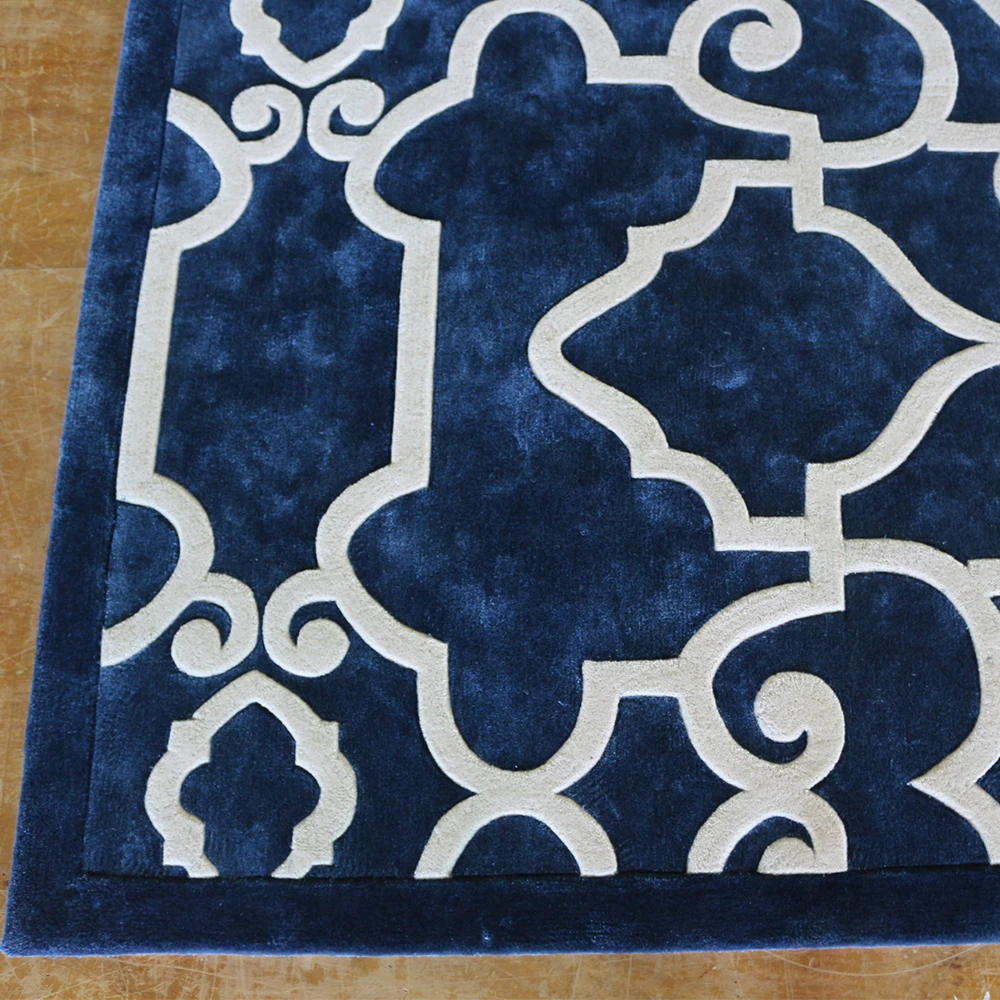 Wholesale Custom Luxury Carpet royal palace rugs blue viscose silk rug carpet luxury rug carpet