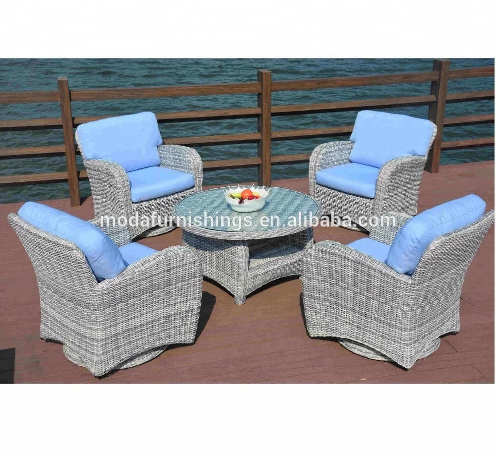 Красивые Плетеные садовые кресла-качалки из ротанга для наружного дворика, набор стеклянных обеденных столов