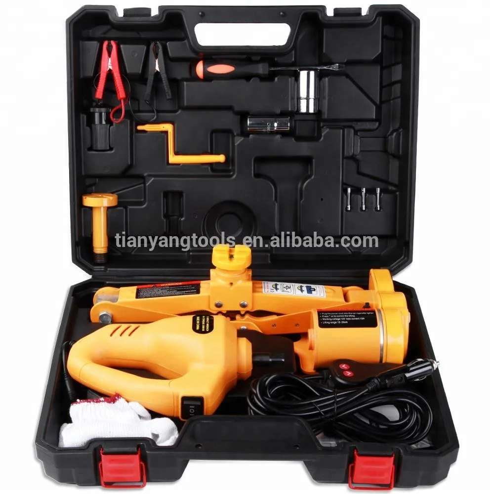 CE ISO Professional Portable Chinese Supplier OEM DC12V 2T Durable Electric Scissor Car Jack and Impact Wrench for Quick Repair