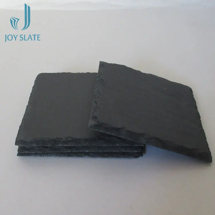 Natural Black Slate For Desk Replacement Fashionable Design With Great Price Square Stone Beer Cup Coaster Tea Mat Detail