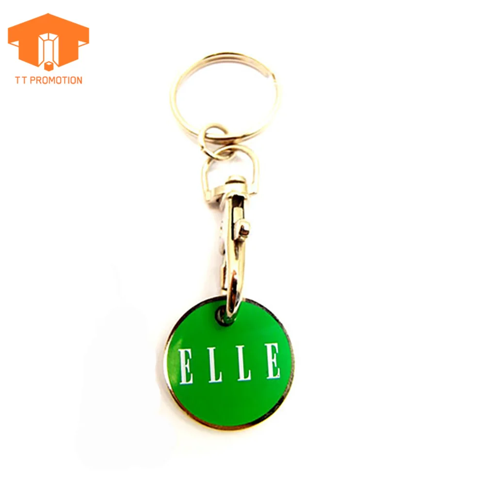 China Factory Supermarket Canadian Shopping Cart Token Keychain  Logo Trolley Coin Key Ring Custom