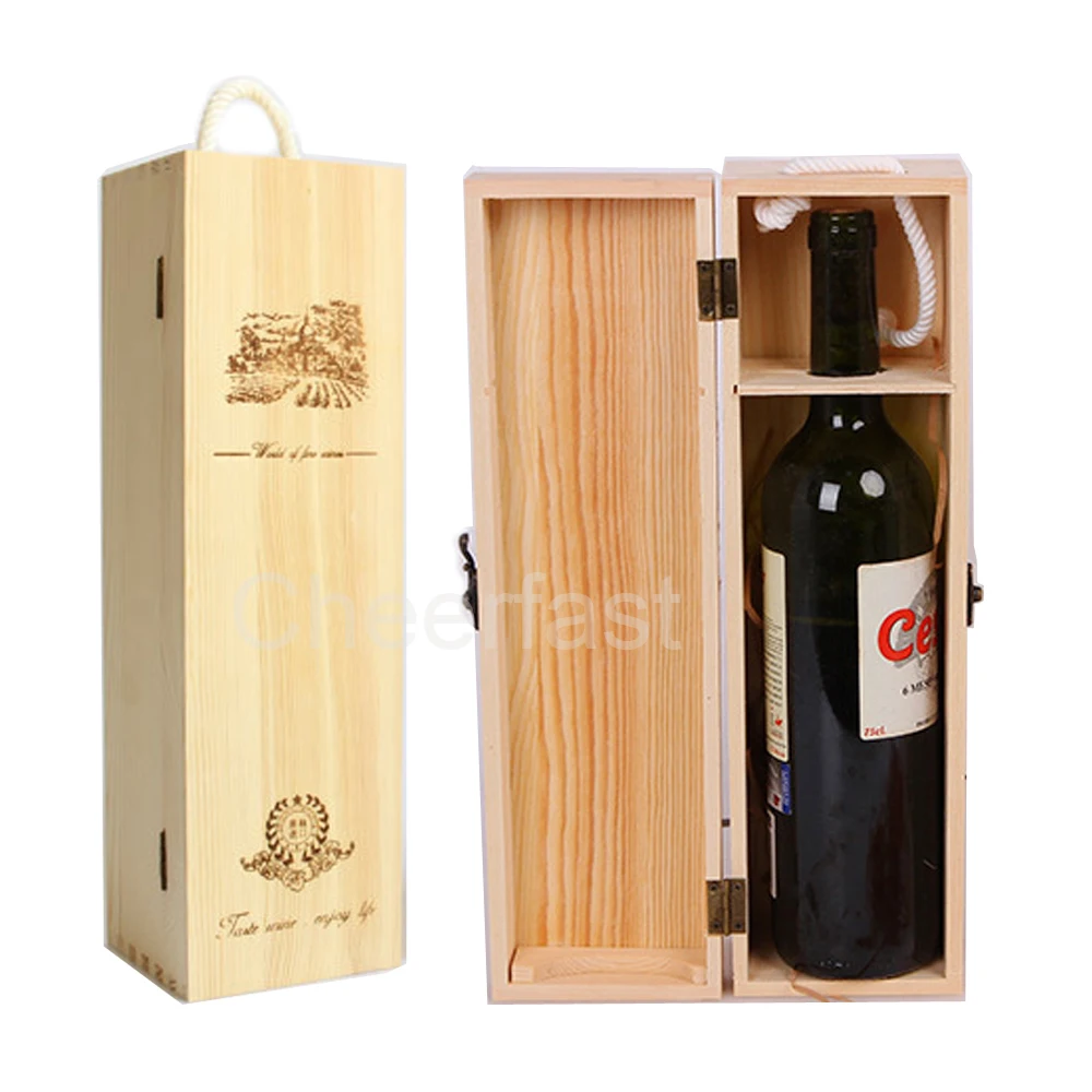 Private Label Acceptable 4pcs Accessories Pine Wood Wine Box Single