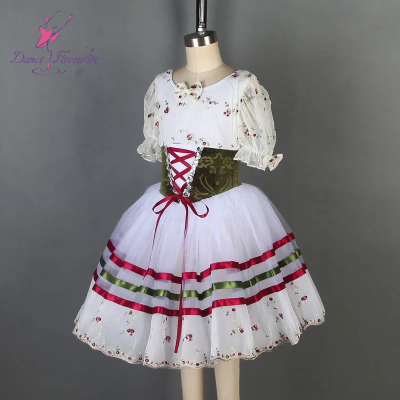 Puff sleeve ballet dance tutu dress for girls and adult performance ballerina costume leotard dresses 18007-2