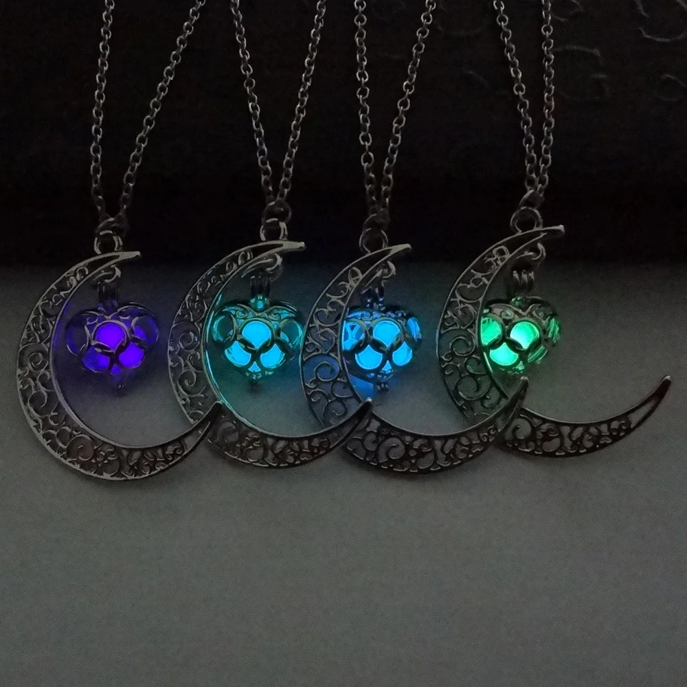 Magic Moon Heart Glow In The Dark Necklace